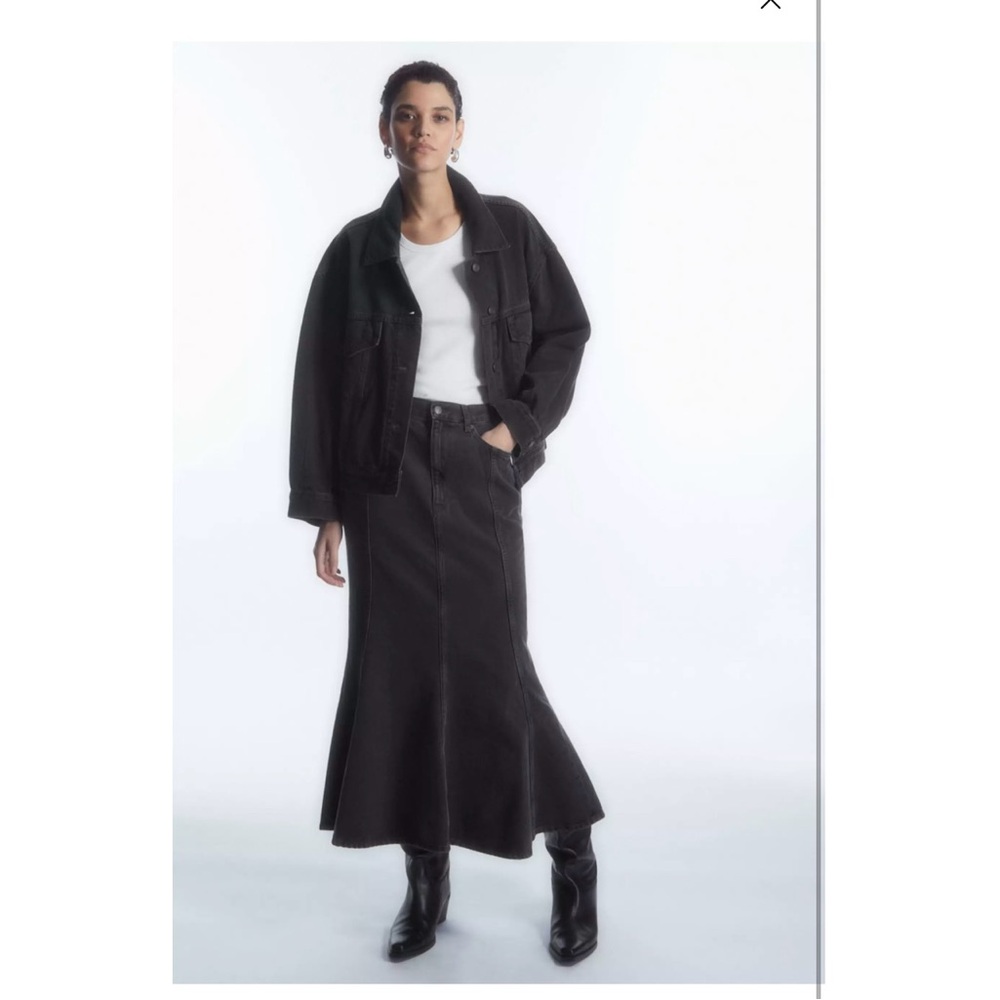 COS Panelled Flared Denim Skirt 100%Cotton